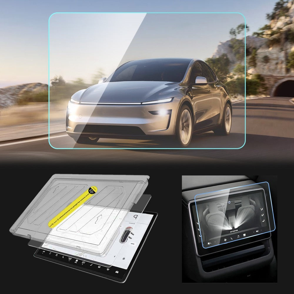 Tesla Model Y Juniper 2025+ Screen Protector Tray Matte/Clear Front/Rear Combo