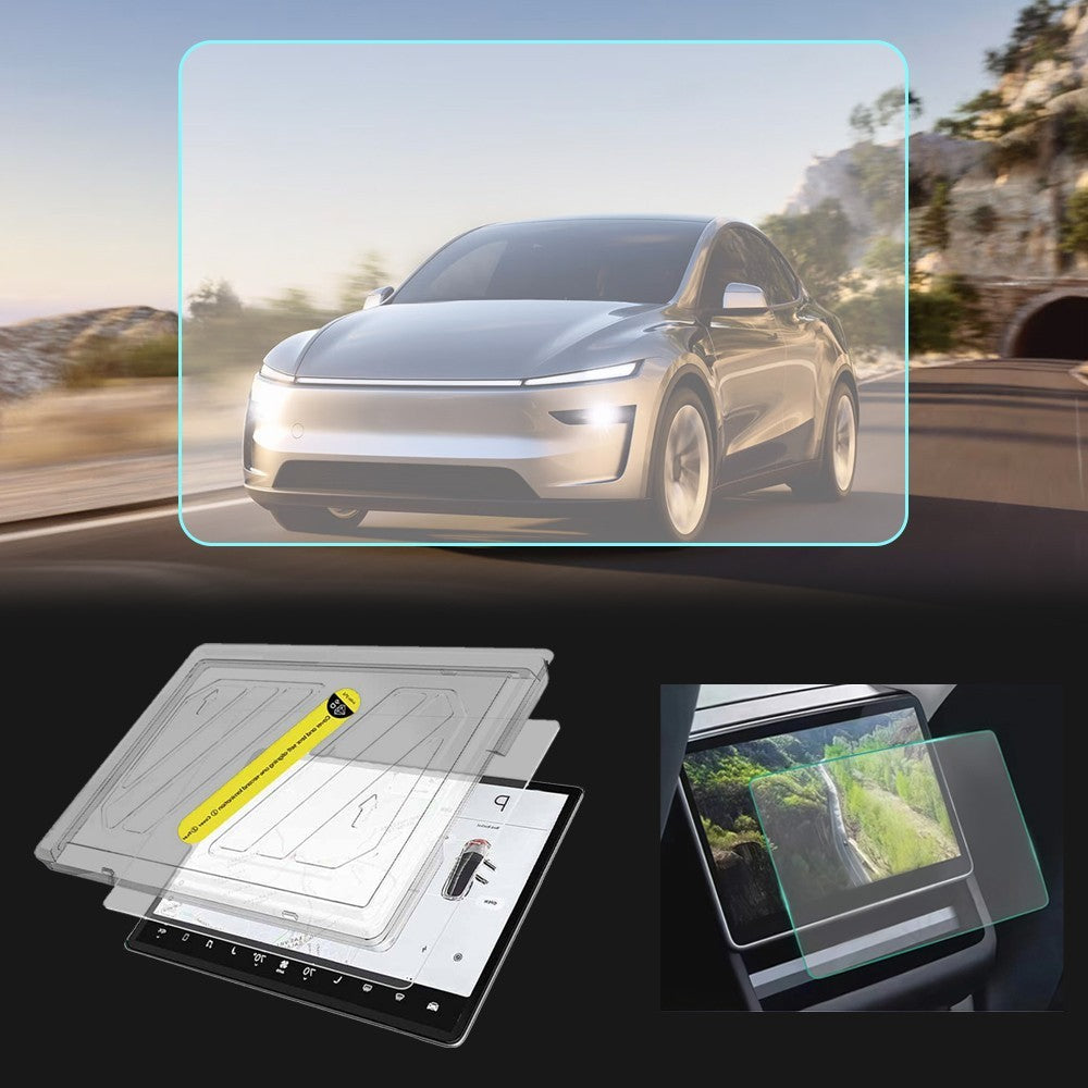 Tesla Model Y Juniper 2025+ Screen Protector Tray Matte/Clear Front/Rear Combo