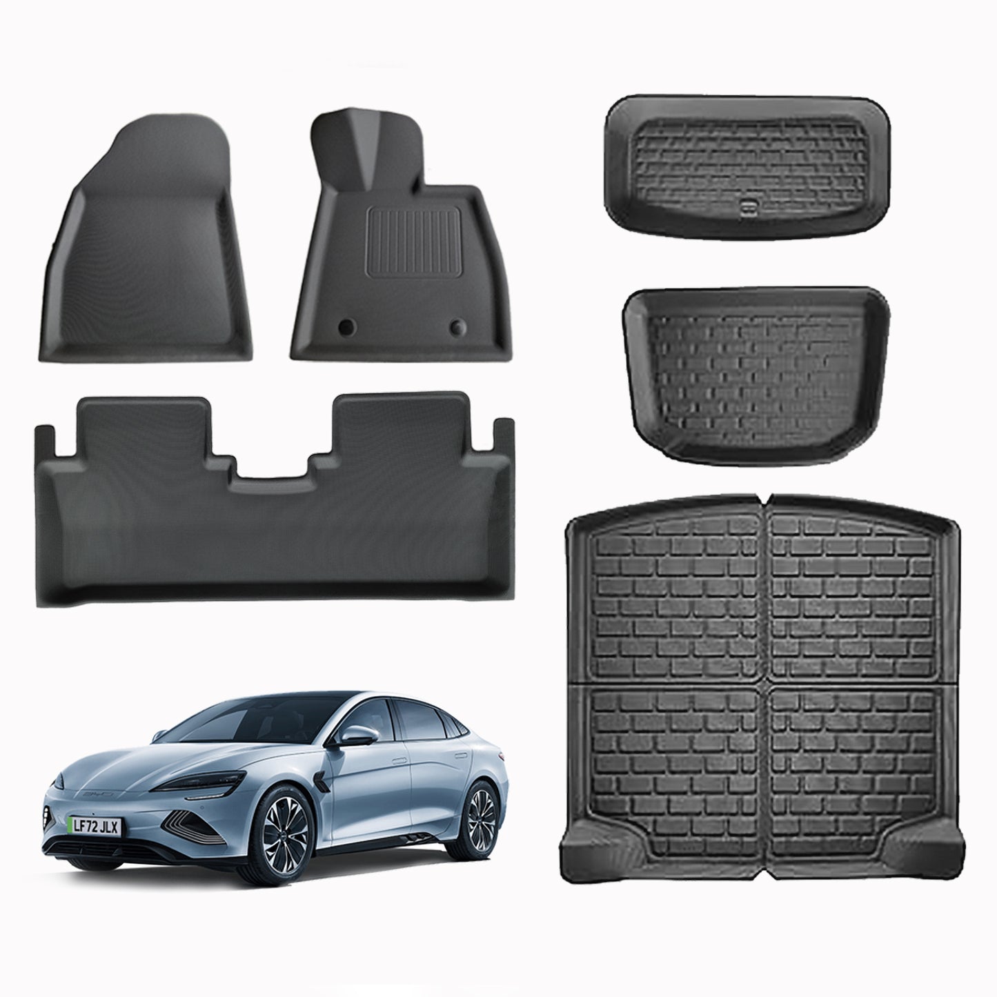 All-Weather BYD Seal Floor Mats | Full Set Boot Liners & Trunk Mats in XPE All 8pcs: Floor & Trunk mats + Rear seat protector