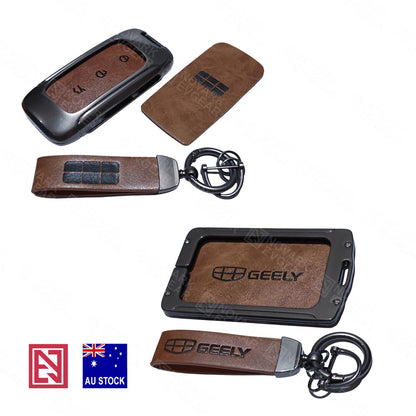 Geely EX5 Starray Key Fob Card Holder Zinc Alloy Frame Leather Finish Key Chains