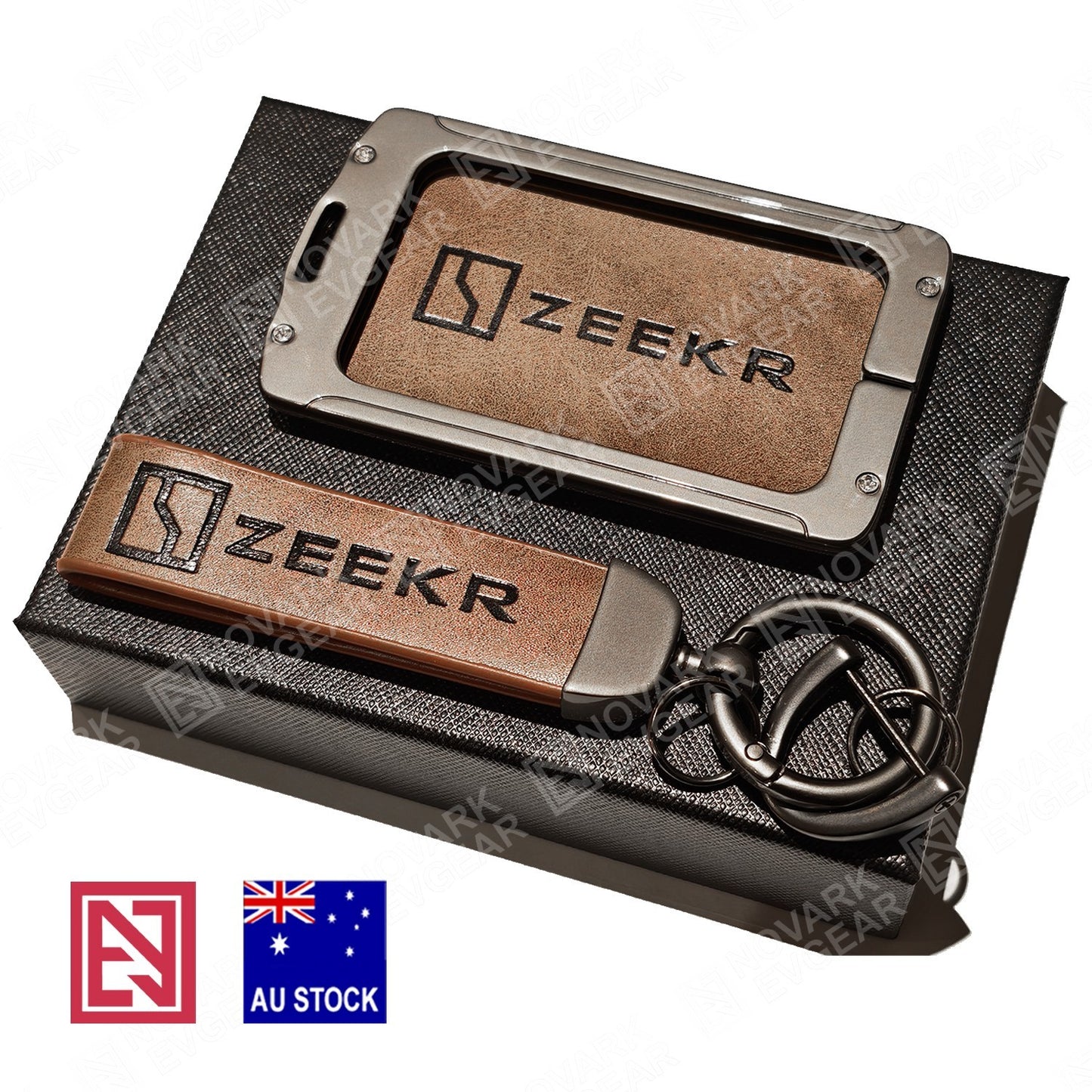Zeekr 7X X 009 Key Fob Card Holder Zinc Alloy Frame Leather Finish Key Chains