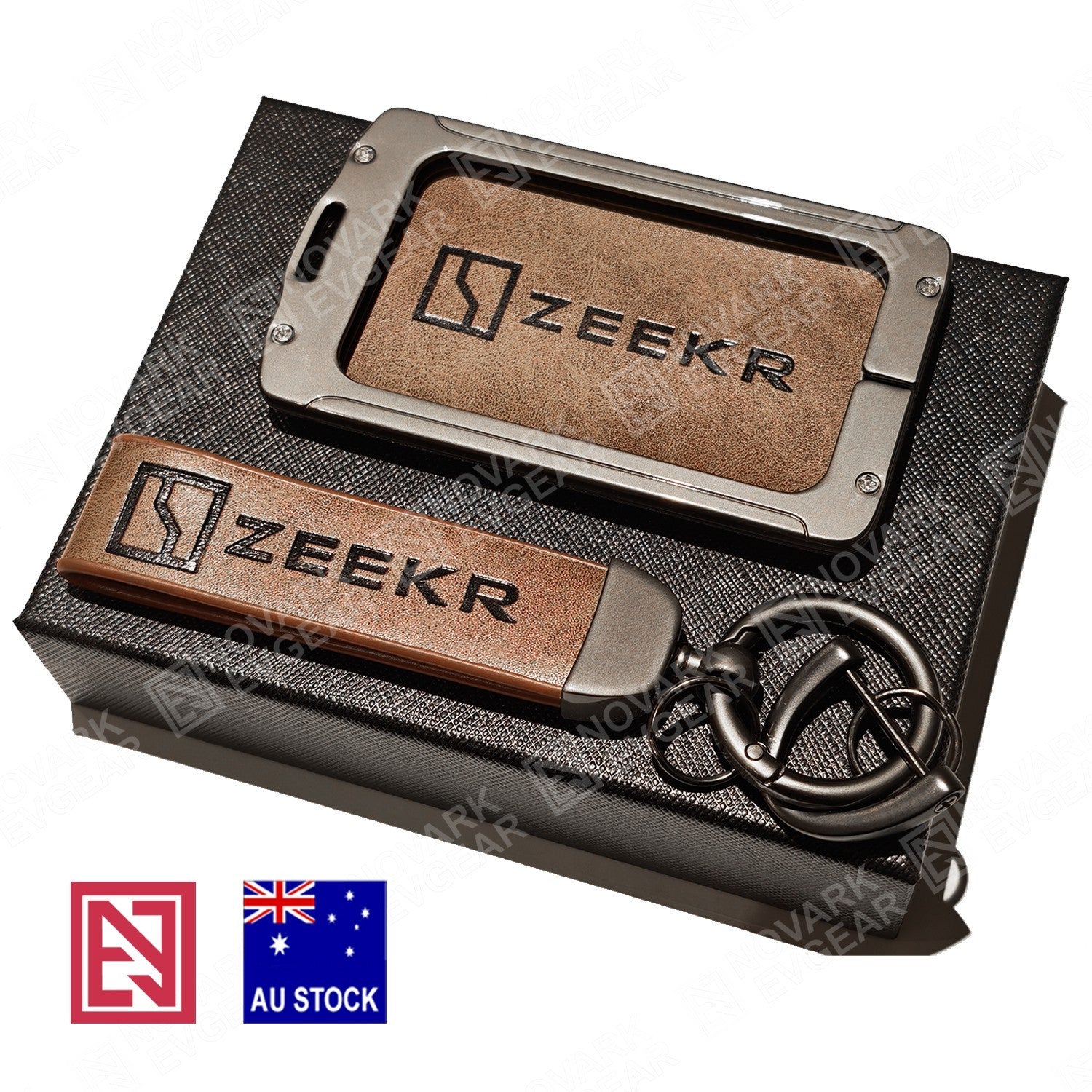 Zeekr 7X X 009 Key Fob Card Holder Zinc Alloy Frame Leather Finish Key Chains
