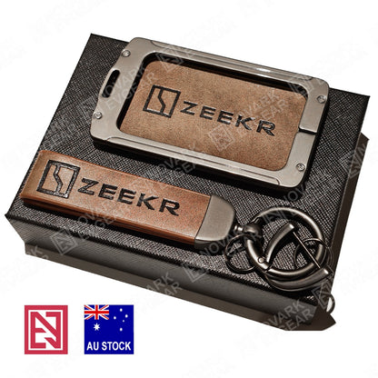 Zeekr 7X X 009 Key Fob Card Holder Zinc Alloy Frame Leather Finish Key Chains