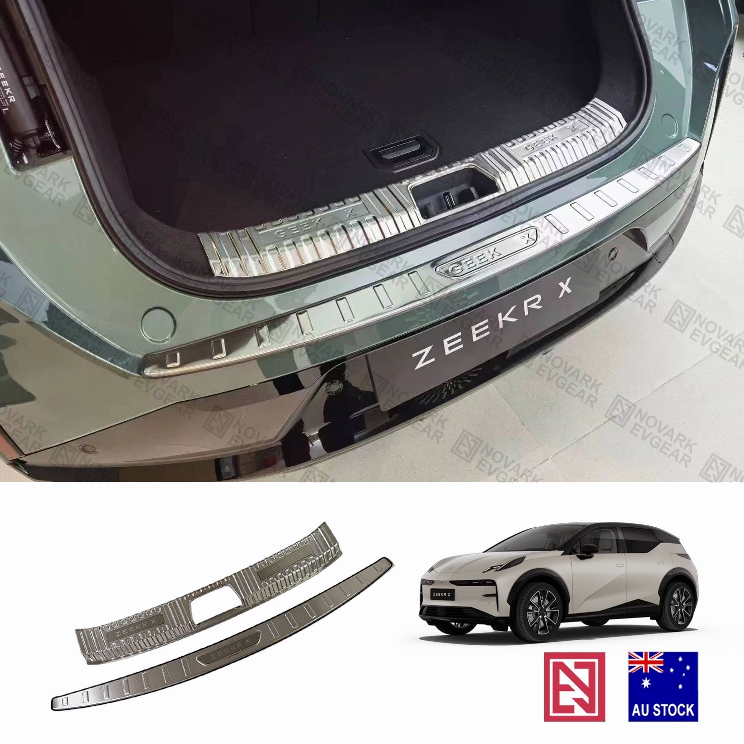 Zeekr X 24-26 Premium Boot Sill Stainless Steel Cover Trunk Sill Guard 2P Combo