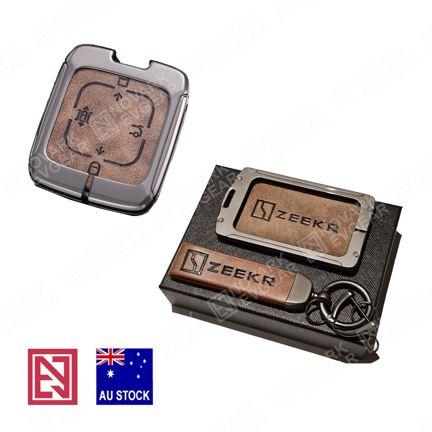 Zeekr 7X X 009 Key Fob Card Holder Zinc Alloy Frame Leather Finish Key Chains