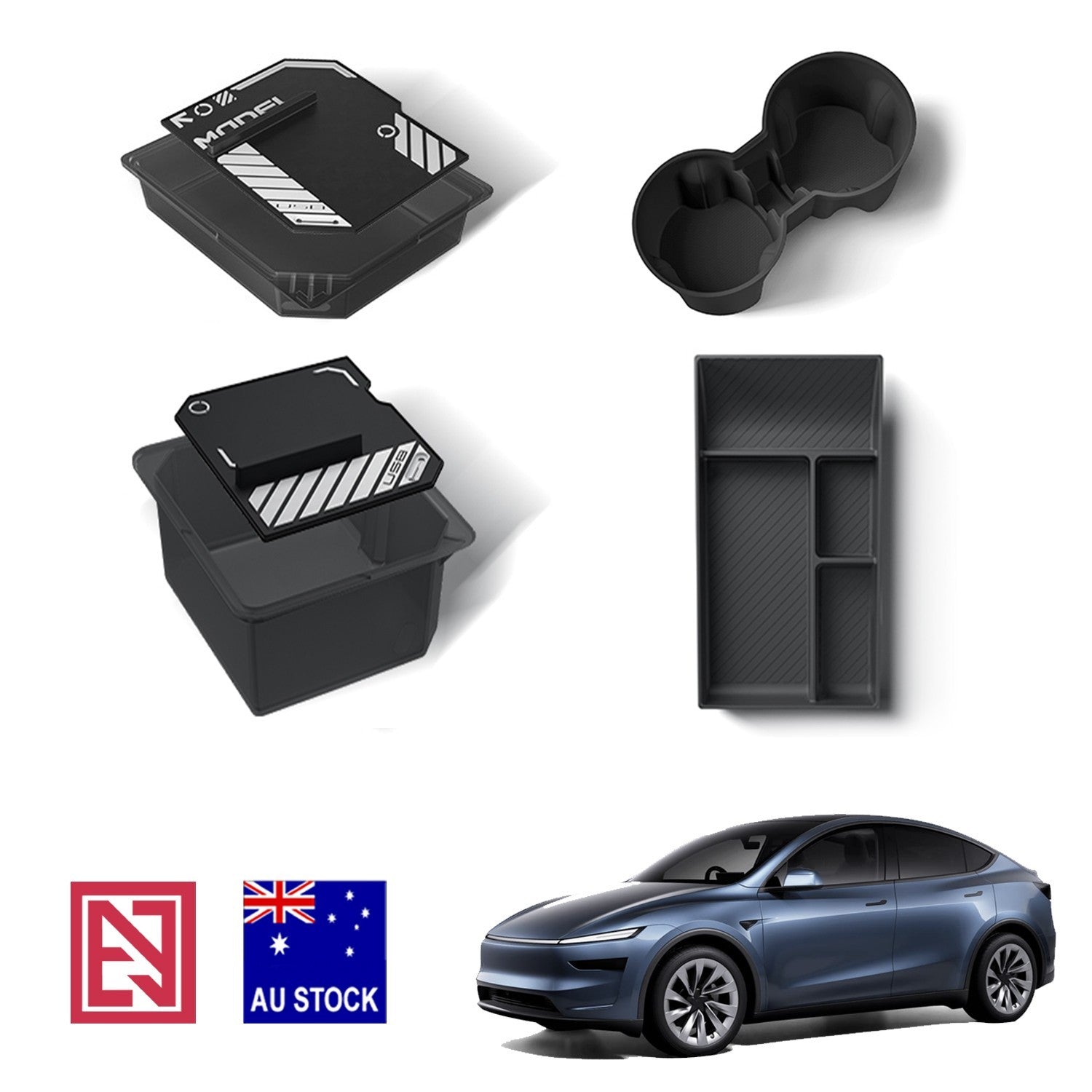 Tesla Model Y 2025 Juniper Center Console Armrest Organiser Trays Cup Holder