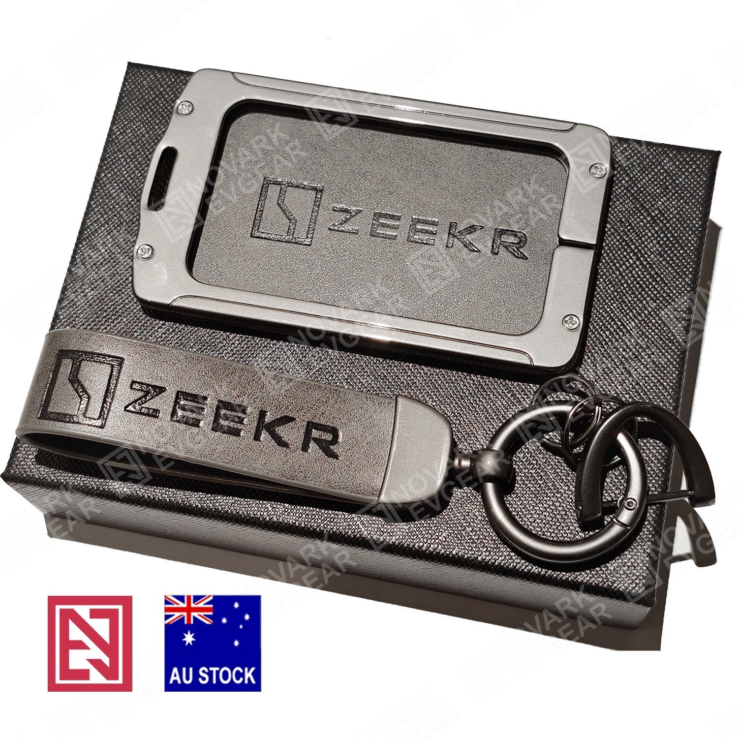 Zeekr 7X X 009 Key Fob Card Holder Zinc Alloy Frame Leather Finish
