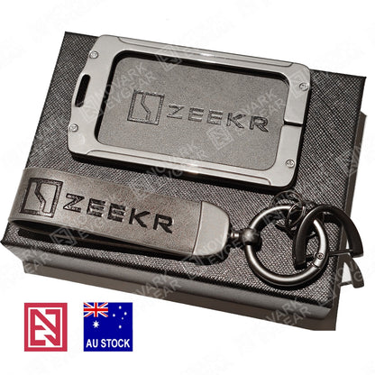 Zeekr 7X X 009 Key Fob Card Holder Zinc Alloy Frame Leather Finish Key Chains