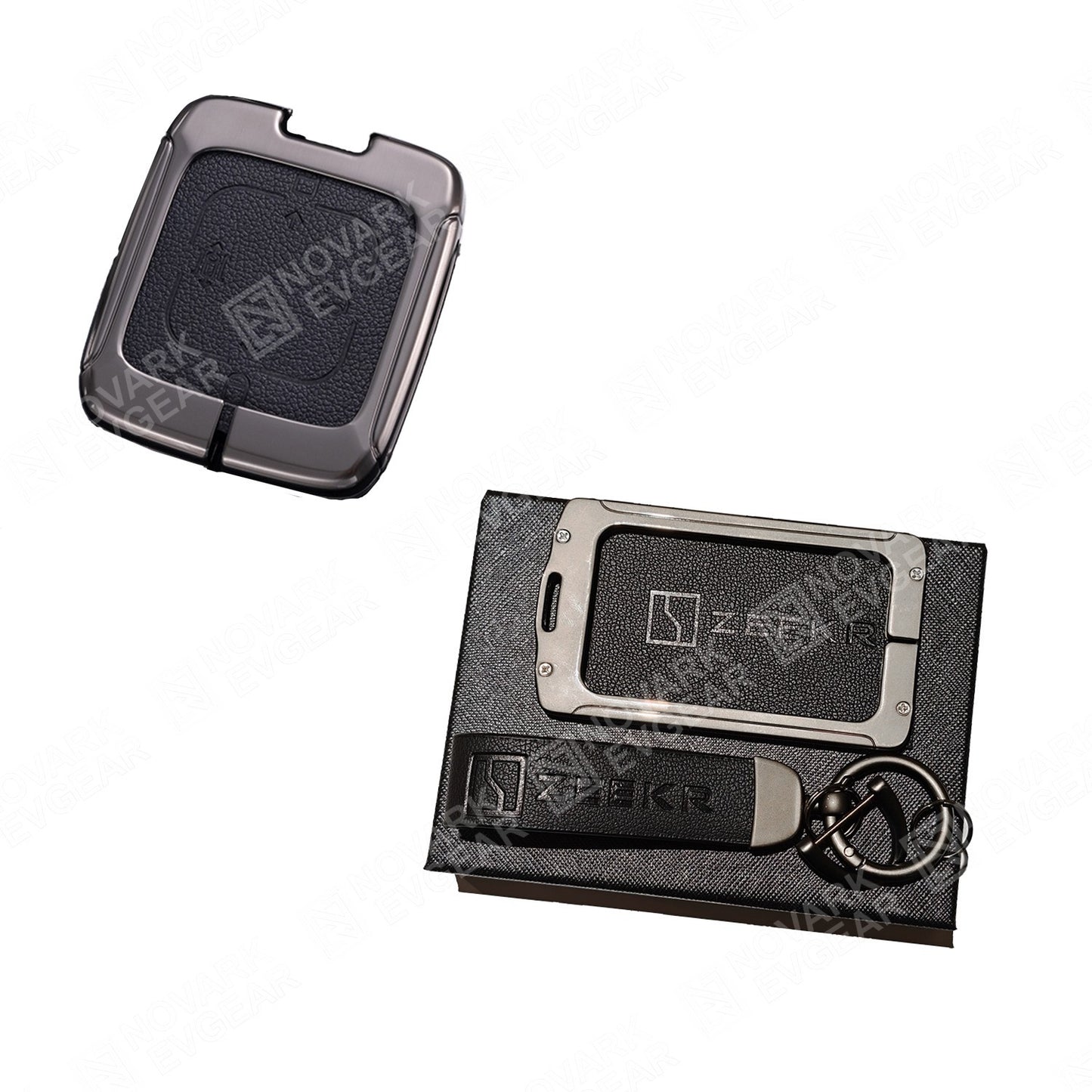 Zeekr 7X X 009 Key Fob Card Holder Zinc Alloy Frame Leather Finish Key Chains