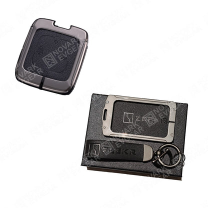 Zeekr 7X X 009 Key Fob Card Holder Zinc Alloy Frame Leather Finish Key Chains