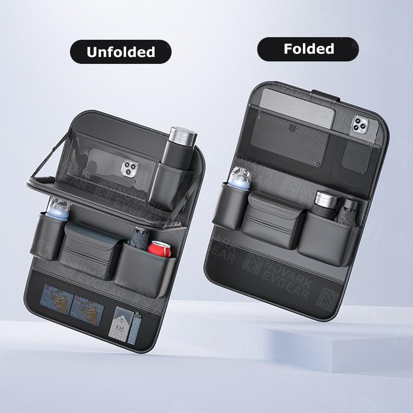 Leather Car Backseat Organizer with Foldable Table Tray 1pc/2pc