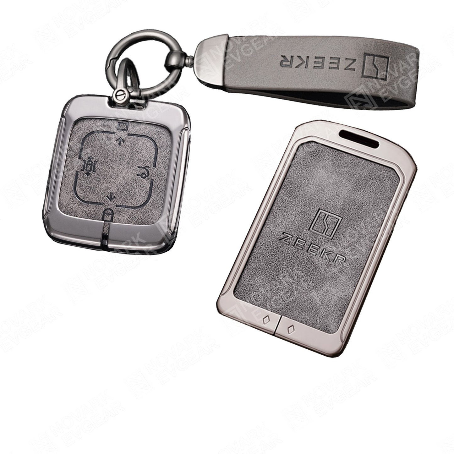 Zeekr 7X X 009 Key Fob Card Holder Zinc Alloy Frame Leather Finish Key Chains