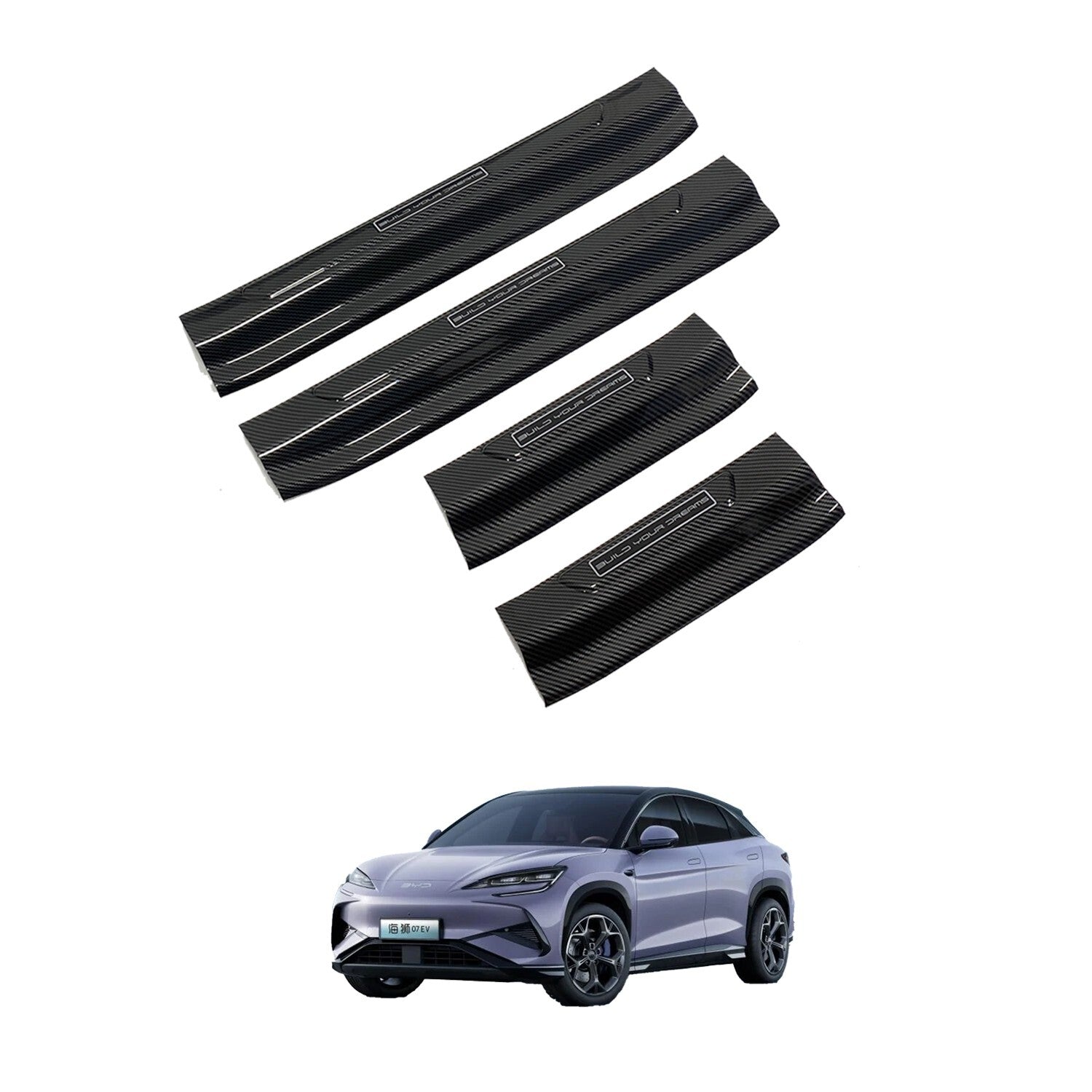 Premium Sealion 7 Door Sill Scuff Protection Plates 4PC/8PC Carbon Fiber Texture
