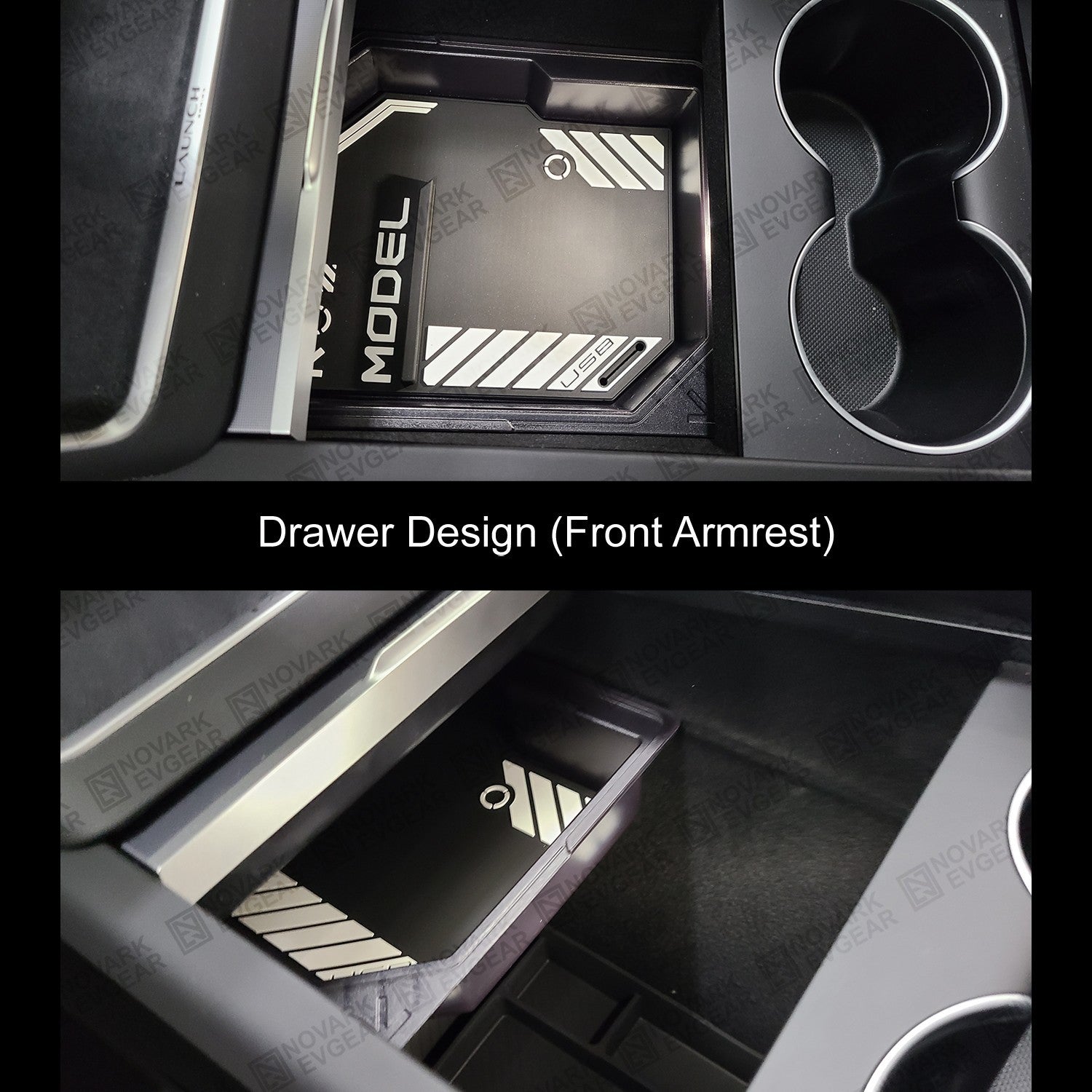Tesla Model Y 2025 Juniper Center Console Armrest Organiser Trays Cup Holder