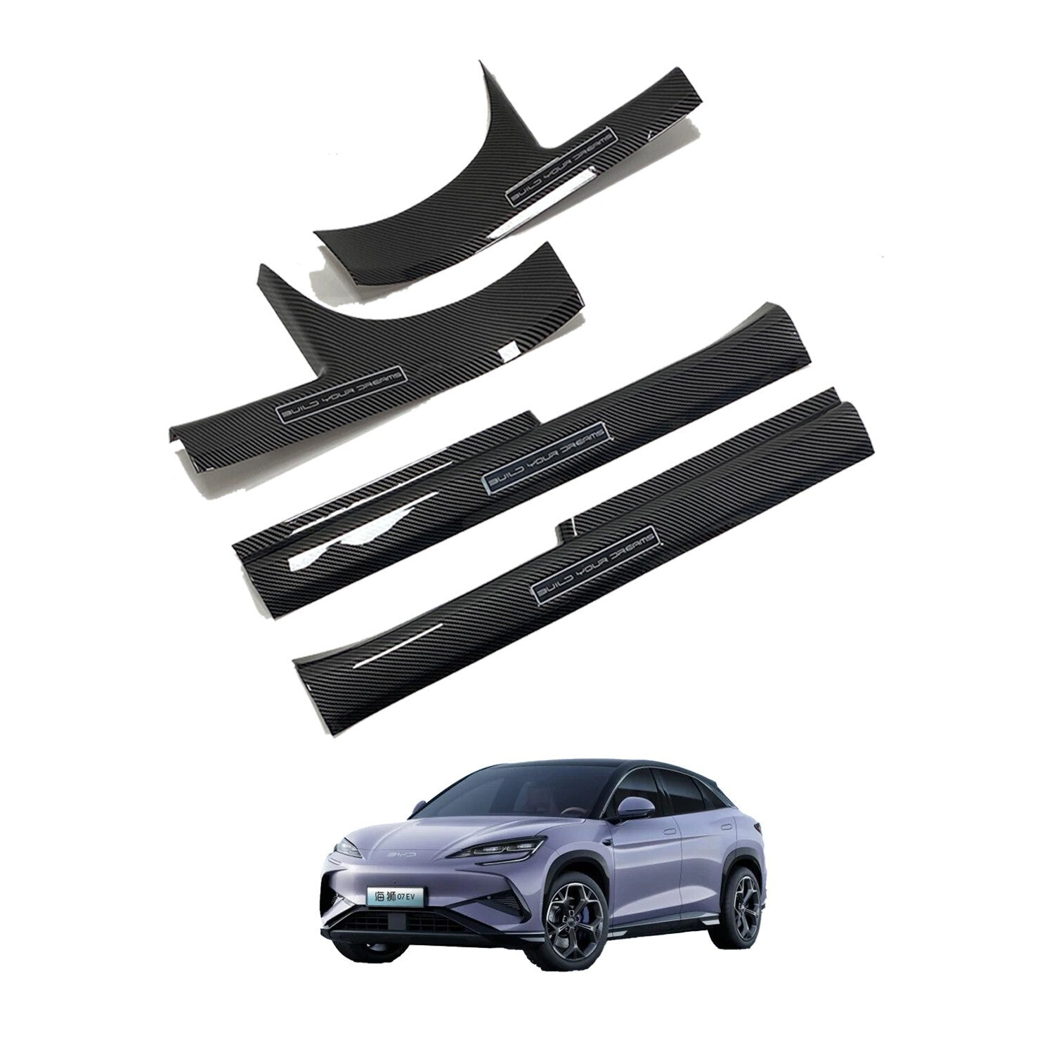 Premium Sealion 7 Door Sill Scuff Protection Plates 4PC/8PC Carbon Fiber Texture