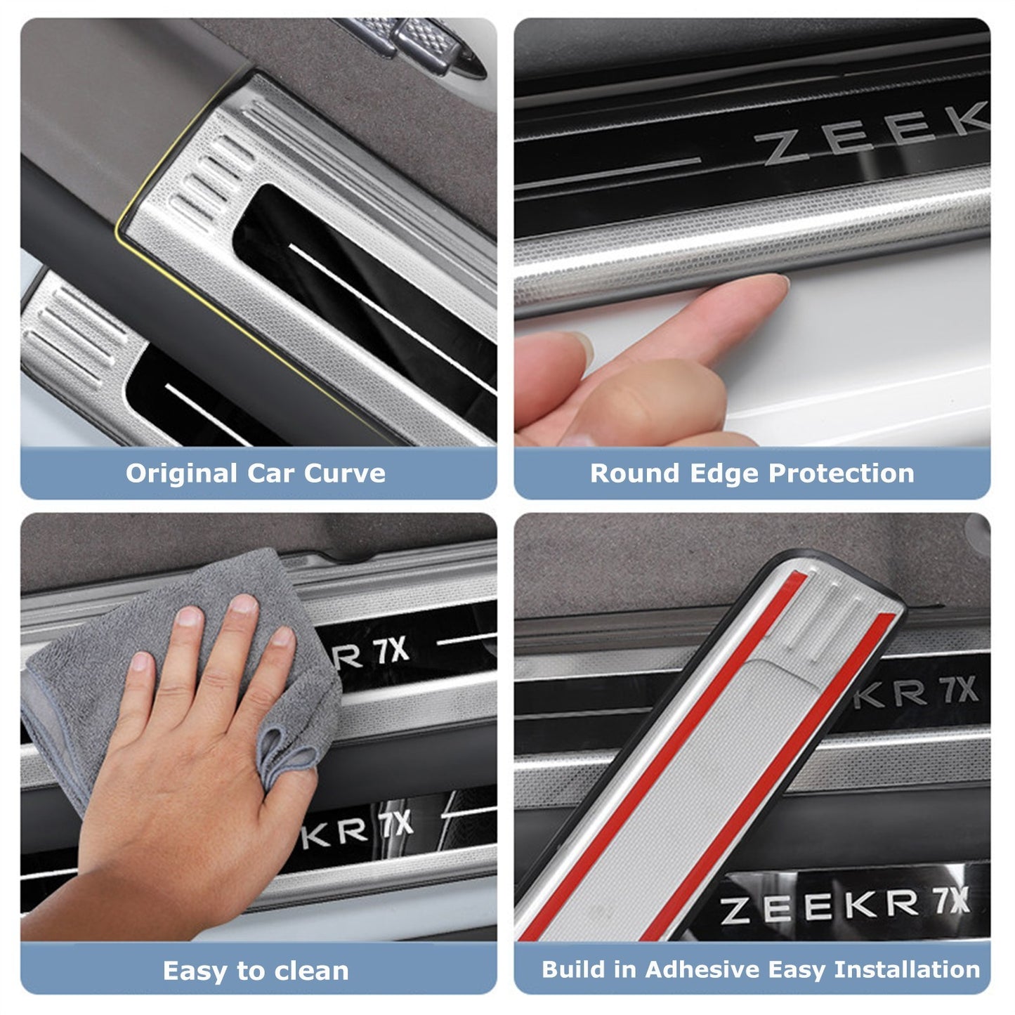 Pre-order: Premium Zeekr 7X 2025+ Door Sill Scuff Stainless Steel Plates 8PC