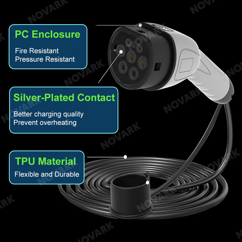Type 2 to Type 2 EV Charging Cable 22kW/7kW, 5M/7M/10M, 32A 1/3Phase for all EV