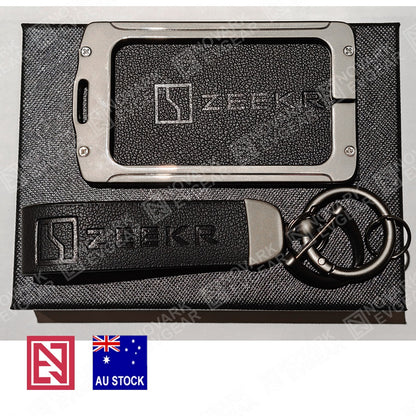 Zeekr 7X X 009 Key Fob Card Holder Zinc Alloy Frame Leather Finish Key Chains