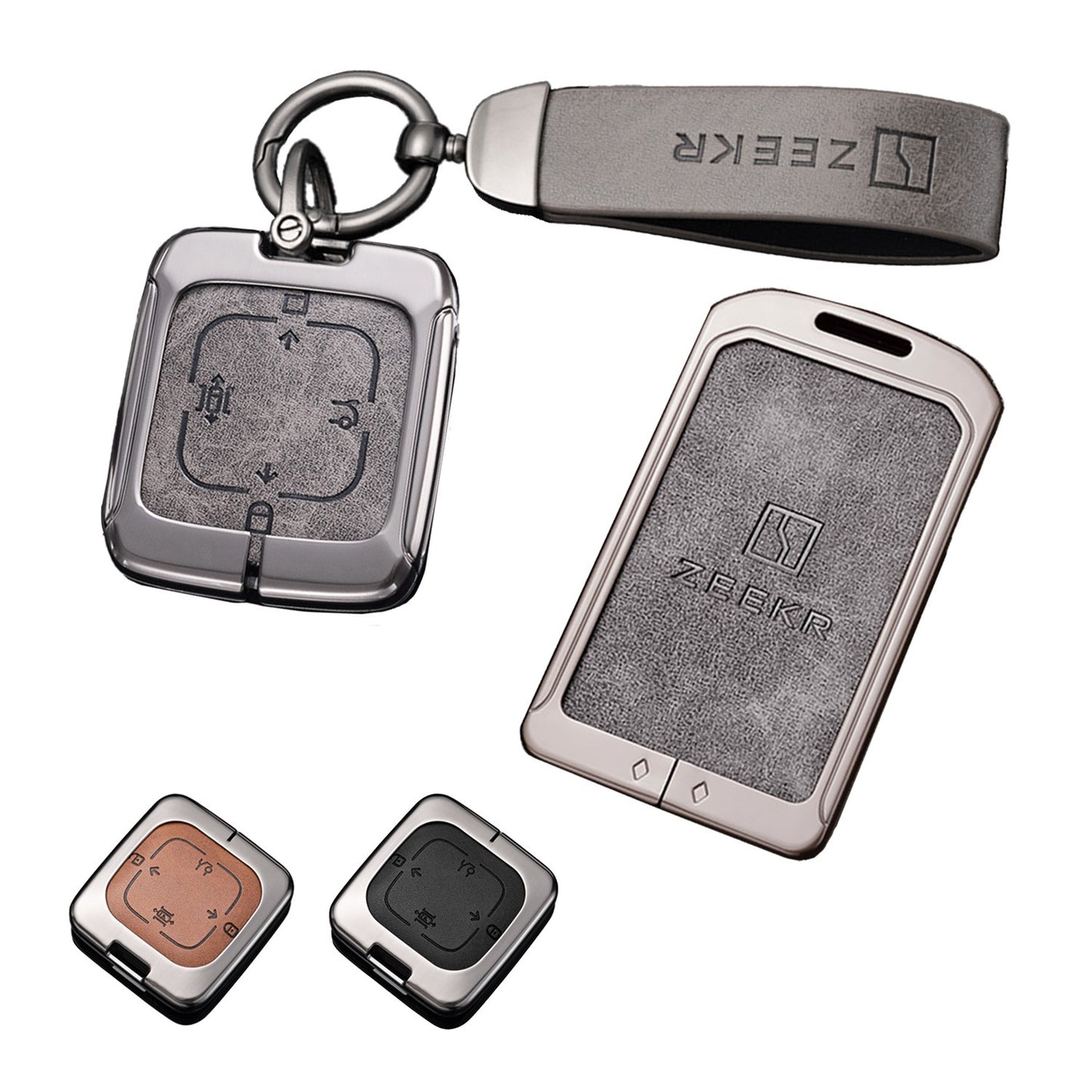 Zeekr 7X X 009 Key Fob Card Holder Zinc Alloy Frame Leather Finish Key Chains