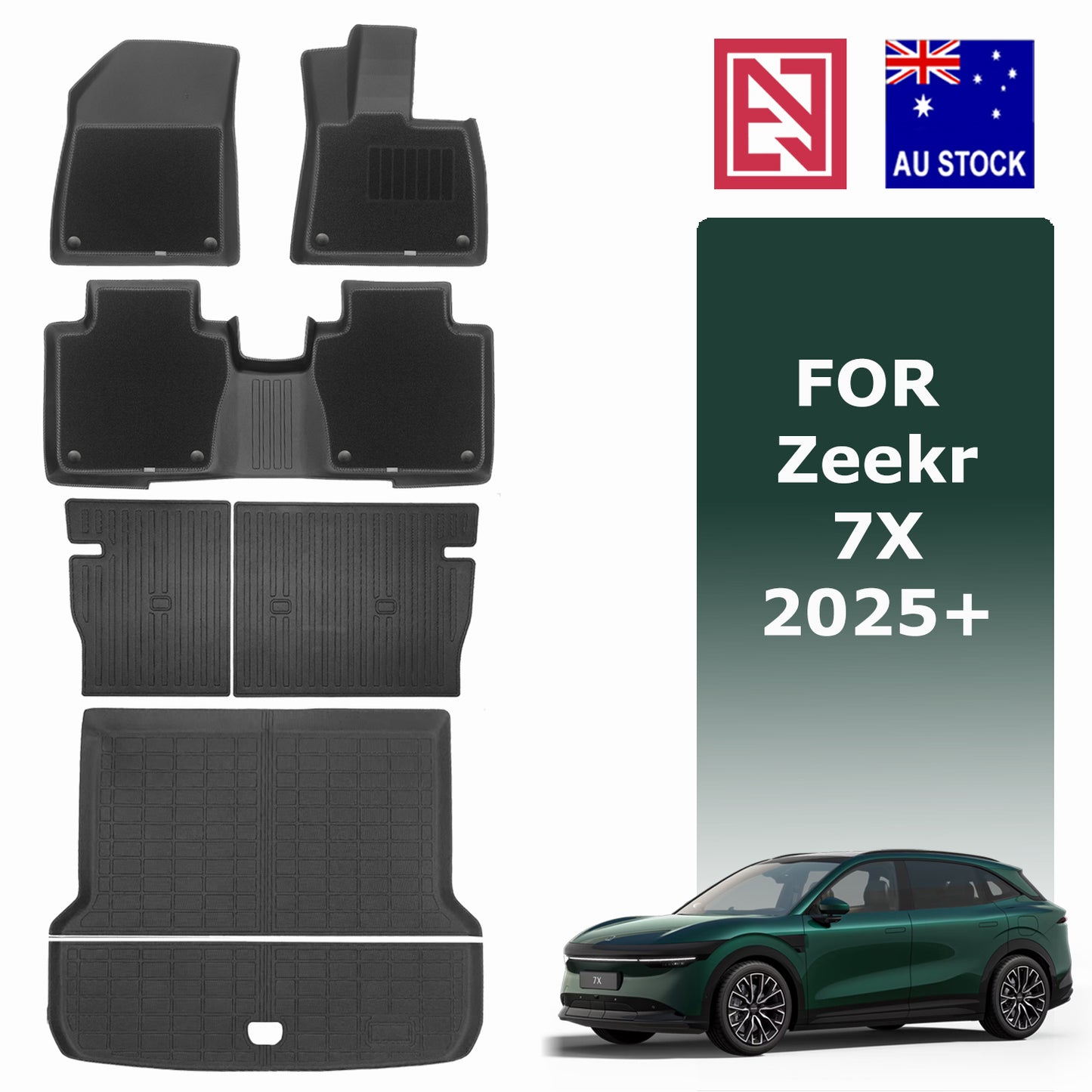 Zeekr 7X 2025+ All-Weather Floor Mats with Carpet Overlay Boot Liner
